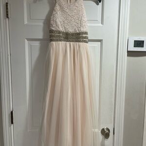 Elegant Lace Kids Dress in Pale Brush/Cream